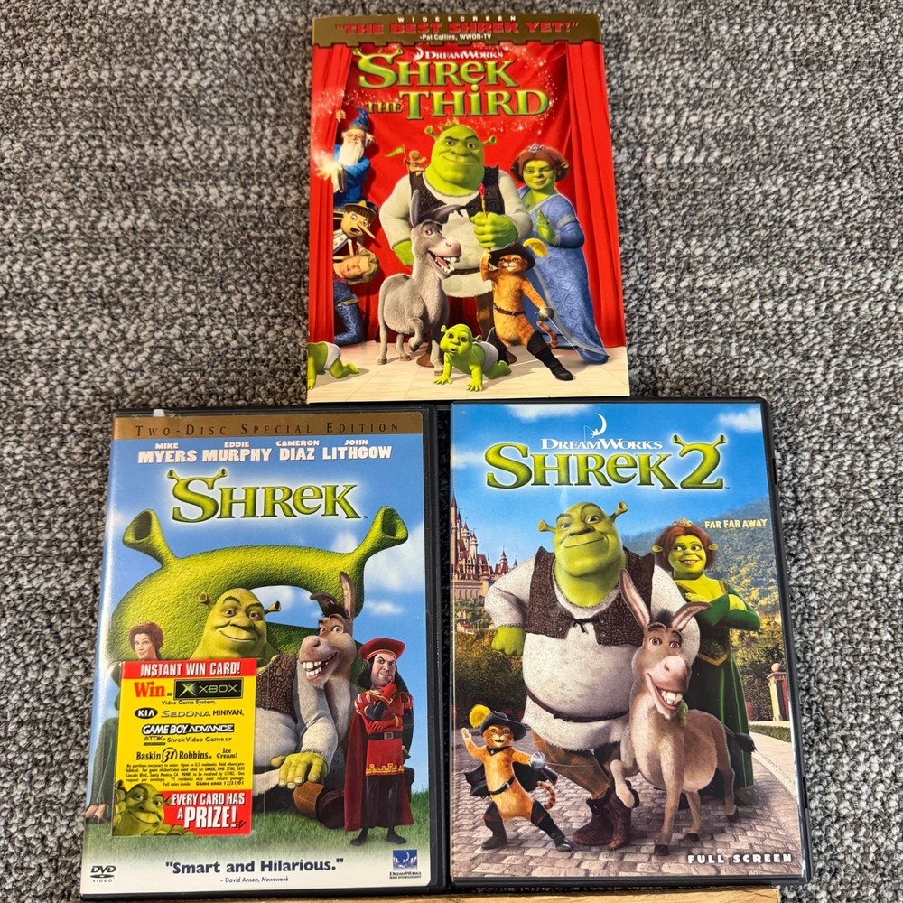 Shrek Trilogy DVD Lot Shrek Special Edition DreamWorks Animated Movies 213B5